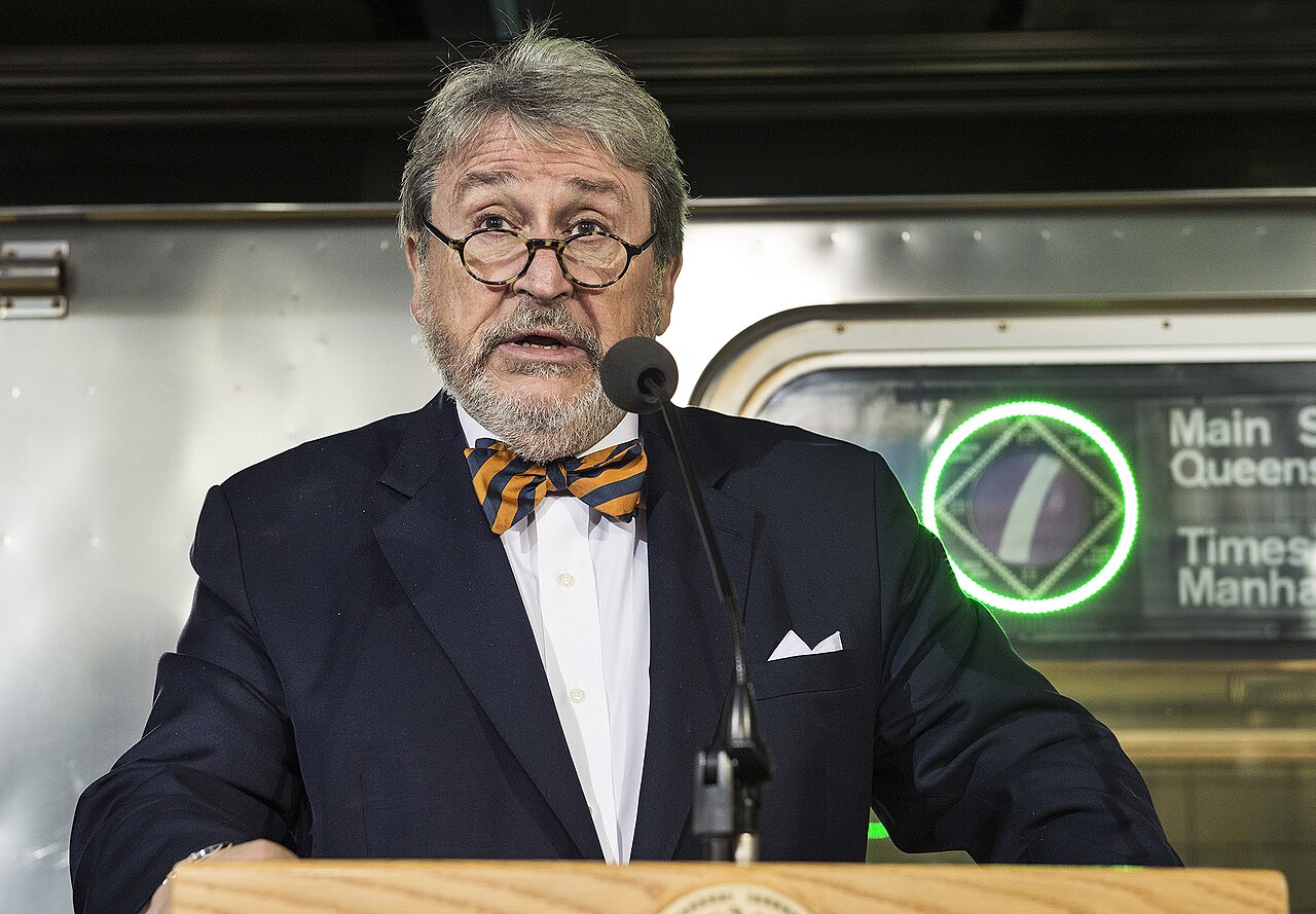 MTA Capital Construction President Michael Horodniceanu speaks at press event before taking  first ride with Mayor Michael Bloomberg and other officials took the first ride on the extension of the 7 S